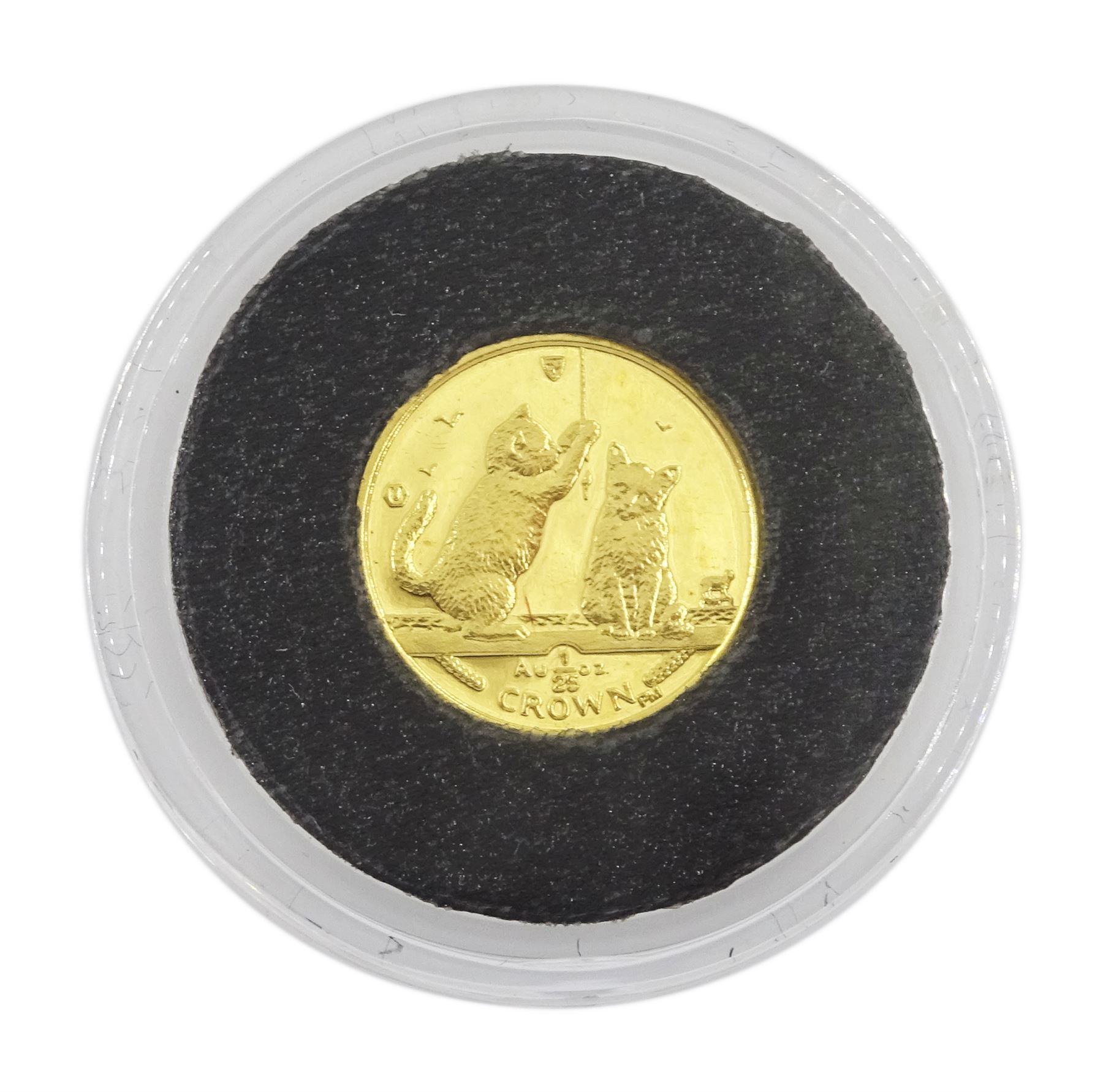Queen Elizabeth II Isle of Man 2001 fine gold 1/25 ounce 'Somali Cat' coin from 'The Smallest Gold Coins of the World Collection', with certificate
