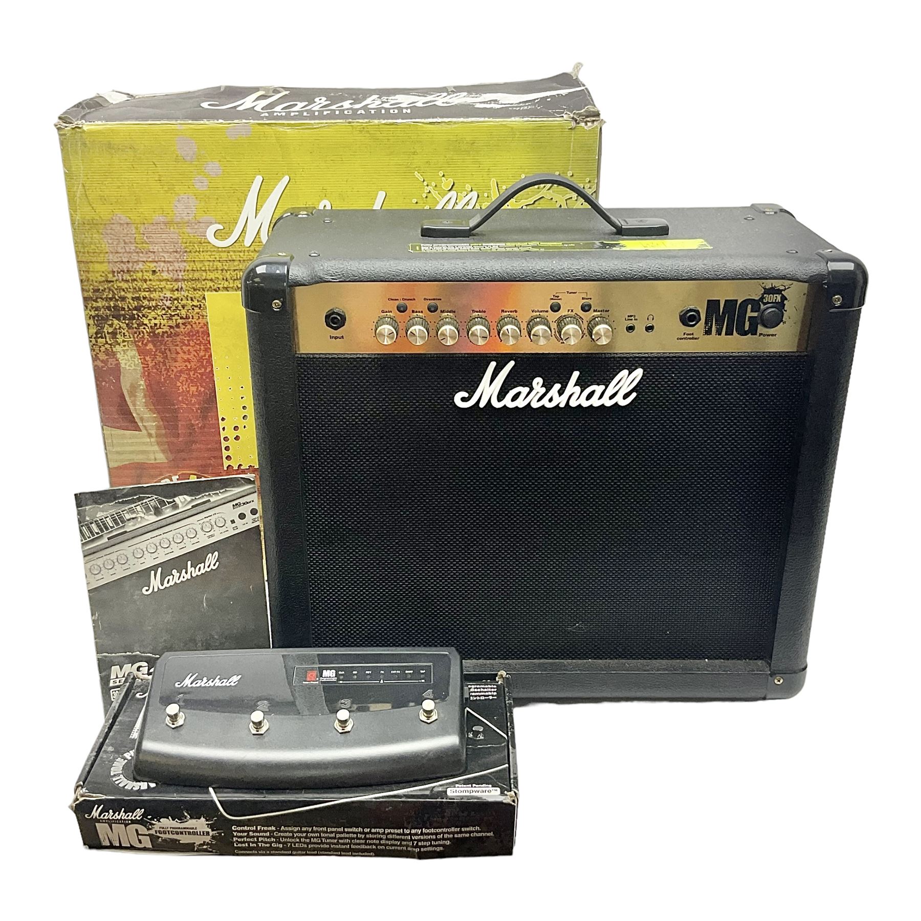 Marshall MG Series 30DFX amplifier L47.5cm; with Marshall MG fully programmable foot controller; both boxed (2)