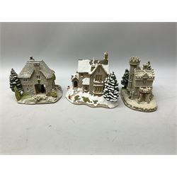Sixteen Lilliput Lane models from Christmas collections, thirteen boxed and two loose, with various deeds, to include Snowdon Lodge, The Vicarage, Eamont Lodge etc