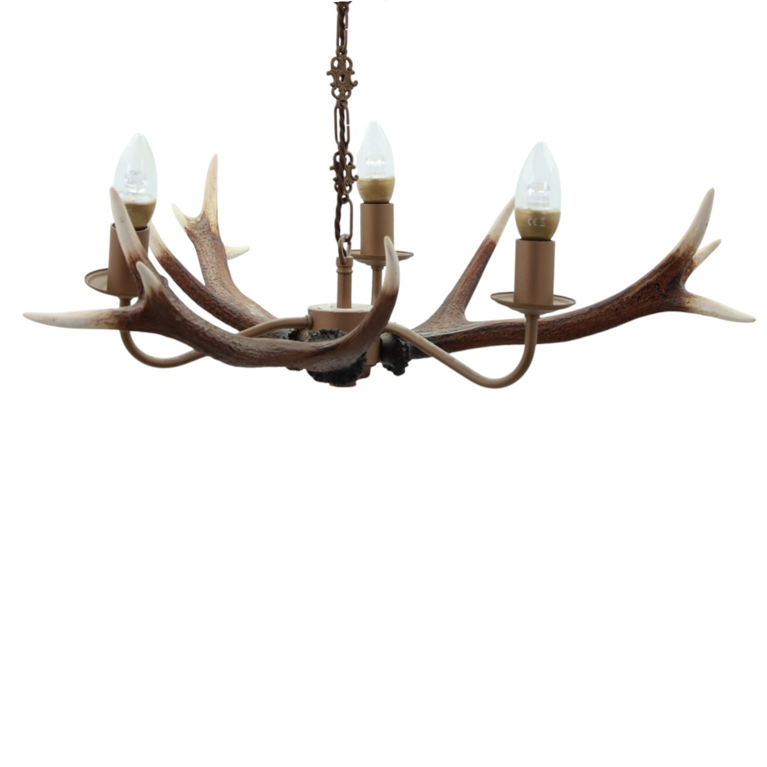 Faux antler chandelier, with three light branches