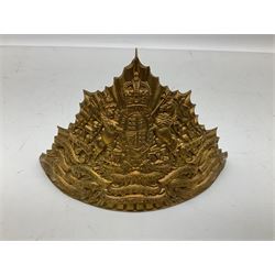 Two Lancers gilt metal helmet plates for the 16th Lancers and 5th Royal Irish Lancers (2)