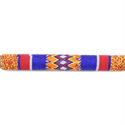 20th century African Zulu knobkerrie with beadwork decoration L79cm and a spear with similar beadwork decoration L96cm (2)