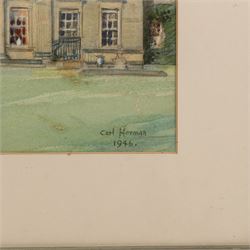 Carl Herman (Scarborough 1887-1955): Hackness Hall, watercolour signed and dated 1946, 30cm x 39cm