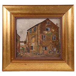 Arthur W Newsholme (Yorkshire 1859-?): 'Ripley Mill', oil on board signed, titled verso 20cm x 23cm
