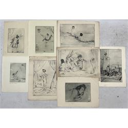 Alexander Brantingham Simpson (British fl.1904-1931): Collection of eight drypoint etchings, variously signed in pencil and in the plates, max 17cm x 25cm (8) (unframed)