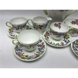 Shelley Hedgerow pattern coffee service for six, comprising coffee pot, milk jug, sugar bowl, six cups and six saucers, all with printed mark beneath