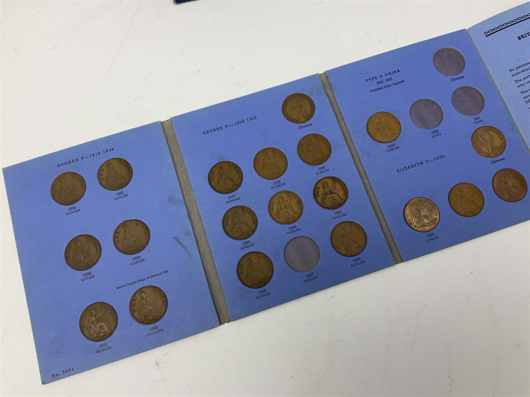 Fourteen part filled Whitman folders, including farthings, halfpennies, pennies and sixpences