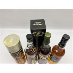 Tomintoul Glenlivet, single highland malt Scotch whisky, 1980s perfume bottling, Tomintoul Glenlivet, 8 Years Old, single malt Scotch whisky, Tamdhu, 10 year old, single malt Scotch whisky and W.M Grants, single Scotch whisky, various contents and proof 