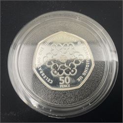 The Royal Mint United Kingdom 2019 'Celebrating 50 Years of the 50p' silver proof piedfort coin set, cased with certificate