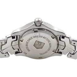 Tag Heuer Link ladies stainless steel quartz wristwatch, Ref. WJ131C-1, pink mother of pearl pink and diamond dial, boxed with papers