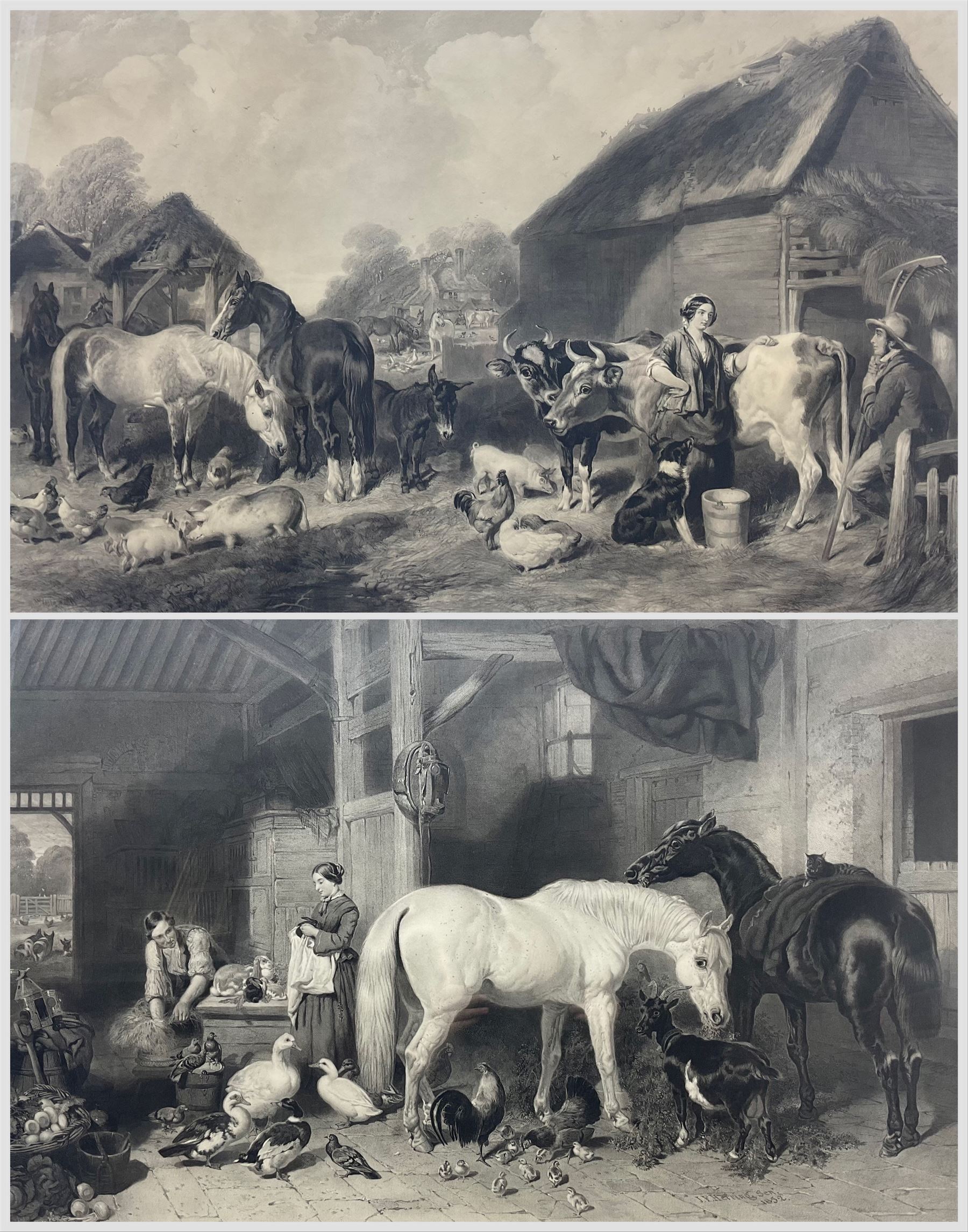 After John Frederick Herring Sr (British 1795-1865): An English Homestead, pair of large engravings 56cm x 85cm