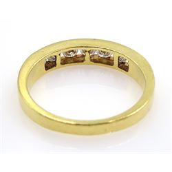 18ct gold round brilliant cut seven stone diamond, channel set ring hallmarked, diamond total weight 0.63 carat