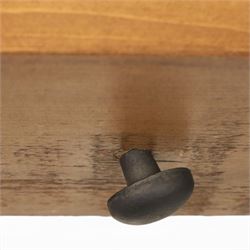 Indigo Furniture - large rustic oak combination chest, three drawers above ten drawers, with blackened pulls, raised on a plinth base