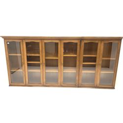 Mahogany six door glazed wall bookcase display cabinet