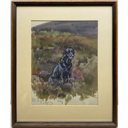 Peter Biegel (British 1913-1987): Portrait of 'Judy' a Seated Black Labrador, watercolour signed titled and dated '62, 28cm x 21cm