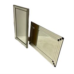 Rectangular frameless wall mirror (61cm x 92cm), and a cushion framed mirror (61cm x 92cm) 