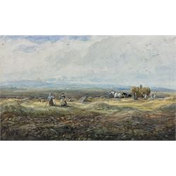 Albert Pollitt (British 1856-1926): Working in the Fields, watercolour signed 20cm x 34cm 