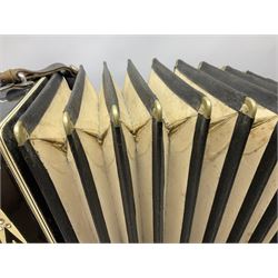 Scandalli Vibrante Three piano accordion in Art Deco black and white case with jewelled decoration, twenty-four keys and one-hundred and twenty buttons; inscribed '5700 Camerano Italia'; serial no.3414 L54cm; in carrying case with strap