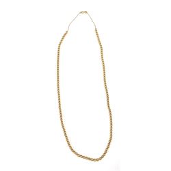 Gold bead necklace stamped 14K, approx 4.3gm