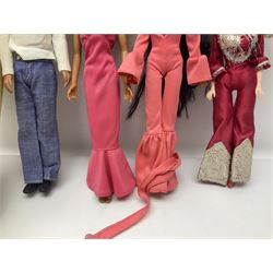 Pelham Puppet - Tyrolean Girl in yellow box; three 'A' Team action figures; clockwork plastic Mickey Mouse figure; and seven various fashion dolls (12)