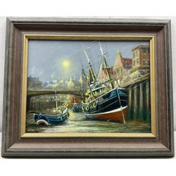 Jack Rigg (British 1927-): 'Spring Tide - Bridlington 1960s', oil on board signed, titled and dated 2013 verso 29cm x 39cm