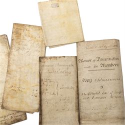 Yorkshire manorial interest - collection of 18th and 19th century vellum and paper court copyhold, admittance, surrender and lease documents relating to the Manor of Dunnington and Dunnington Hall, the Manor of Riccall with Newbald and Cawthorpe, and the Manor of North Duffield with the Members, together with similar documents for Warthorpe Hall, Allerthorpe Hall, Murton and surrounding areas, many retaining original seals, in one box