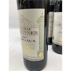 Chateau Lascombes, Margaux, comprising the years 1988, 1989, 1990, 1994 and 1995, 750ml 12.5% vol, together with Chateau Segonnes, 1993 Margaux, 750ml 12.5% vol (6)