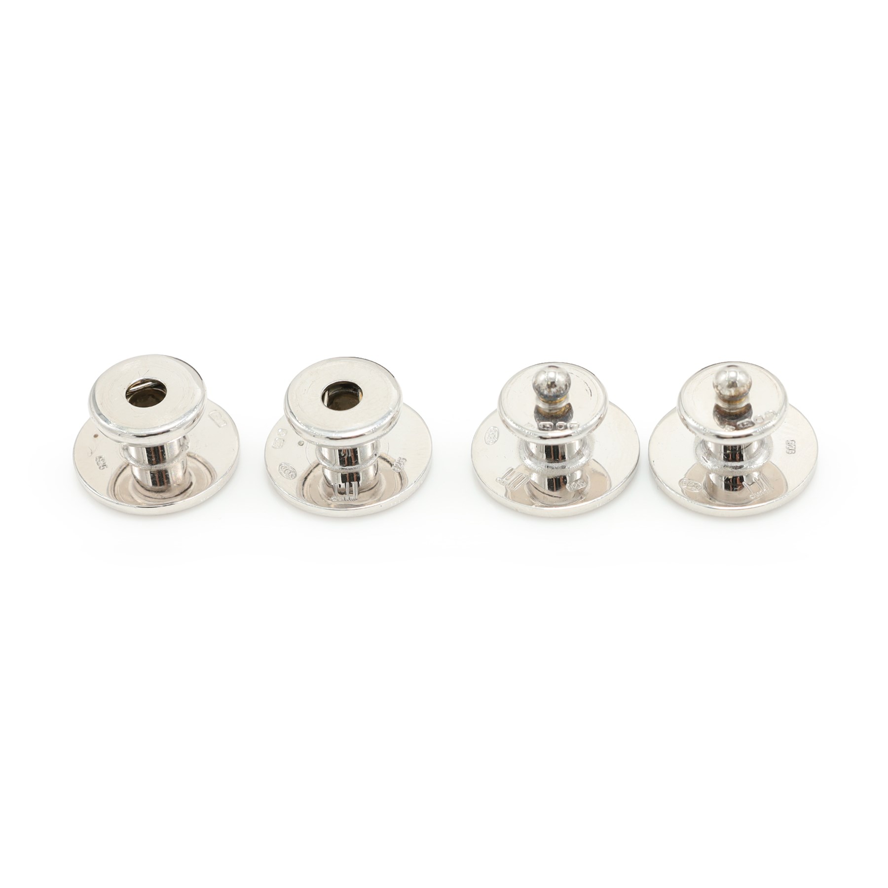 Set of four red and black enamelled silver cufflinks by Dunhill, London 1993