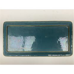 20th century Chinese cloisonne enamel smoking set, comprising two ashtrays, box and tray, with floral and foliate scrolling on green ground