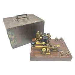 GPO telegraph morse code machine, marked GPO 10235 and Baseboard.S.C.MKII, in wooden carry case, case H16cm, L26cm 