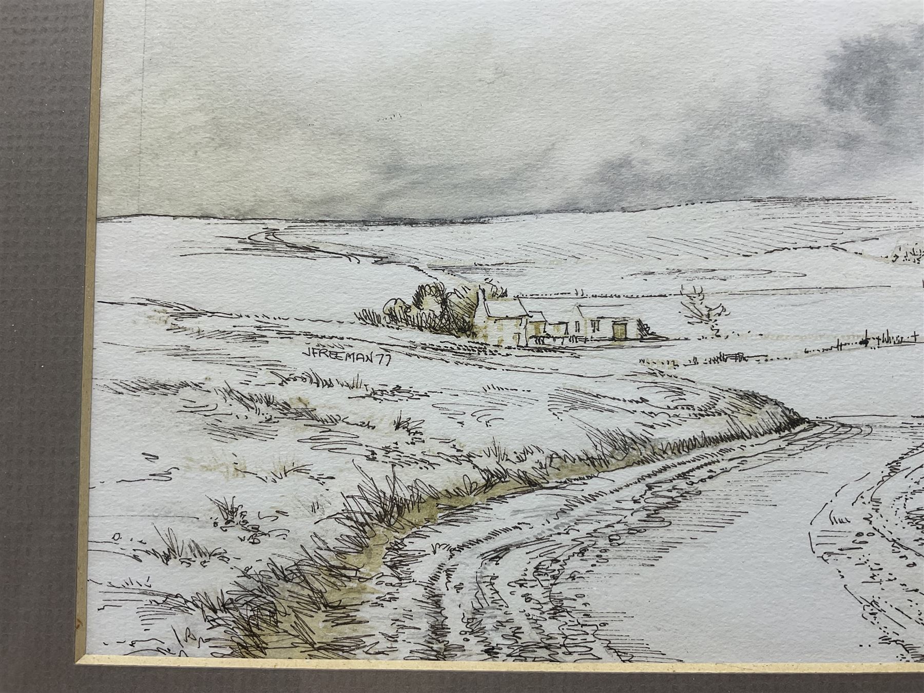 John Freeman (British 1942-): Snowy Landscapes, pair watercolours signed and dated ‘77, 17cm x 34cm (2)