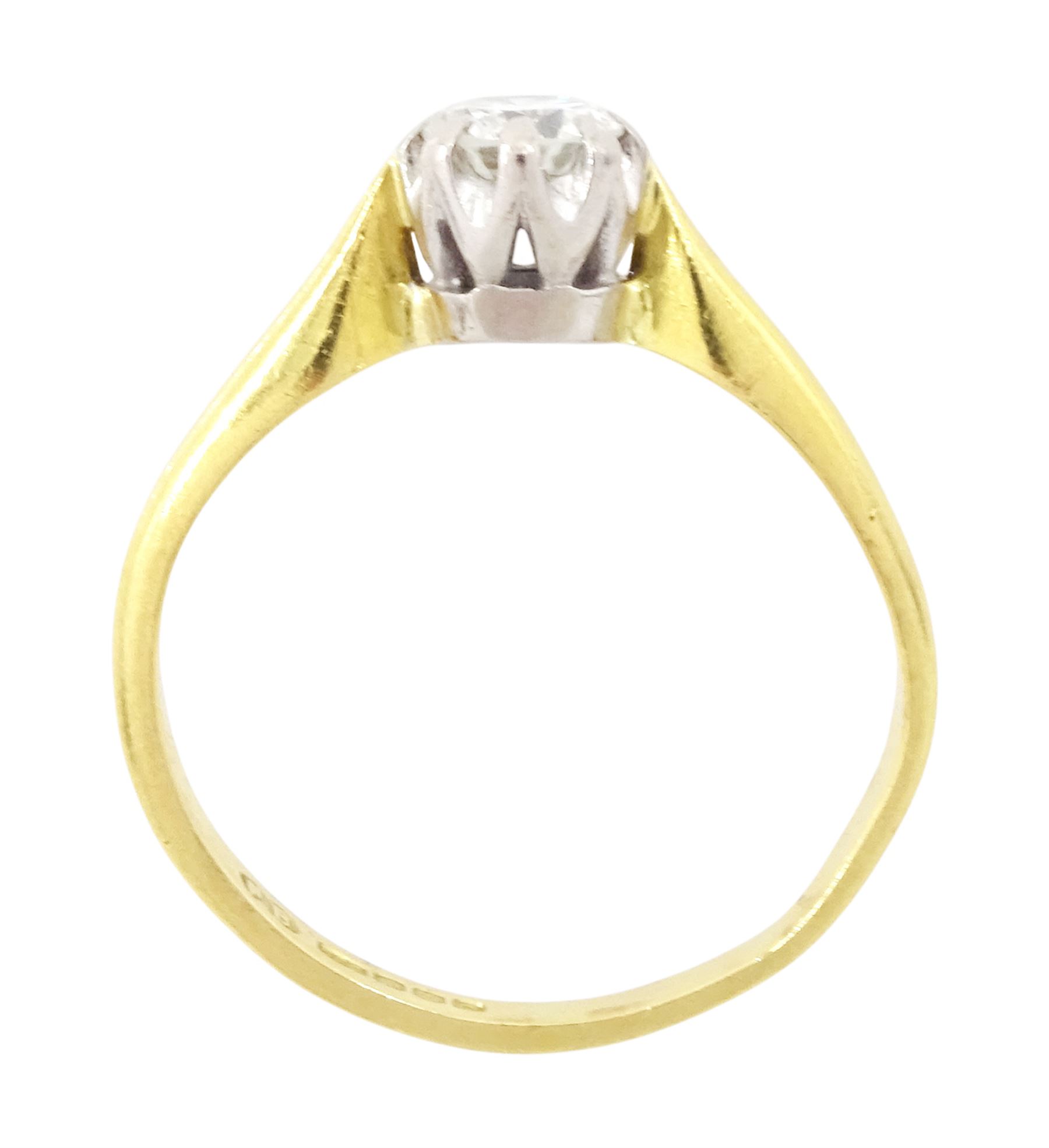 18ct gold diamond ring, eight claw set with a single round brilliant cut diamond of approx 0.40 carat, Sheffield 2002