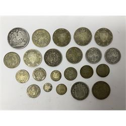 Approximately 210 grams of Great British pre 1920 silver coins, including George IIII 1822 crown, Queen Victoria 1884, 1888, 1894, 1897 and two 1902 halfcrowns etc