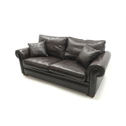 Duresta three seat sofa upholstered in chocolate brown leather 
