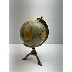 Terrestrial globe, raised on a tripod base, H30cm