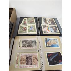 Great British and World stamps, including PHQ cards, Queen Elizabeth II first day covers, Bahamas, Belgium, Canada, India etc, housed in albums, ring binder folders and loose, in one box