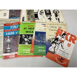 Rugby League - over thirty Hull Kingston Rovers match programmes 1950s/60s including home and away, various cup games, two 1969 single sheets and Last Match at Craven Park with ticket and club tie; five Challenge Cup Finals with tickets 1957-71 and 1962 signed by Eddie Waring; card mounted photograph of Barnsley United R.F.C. 1925/6; and other Rugby League ephemera