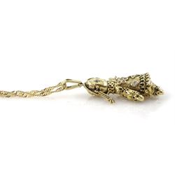 9ct gold stone set rag doll pendant necklace, hallmarked