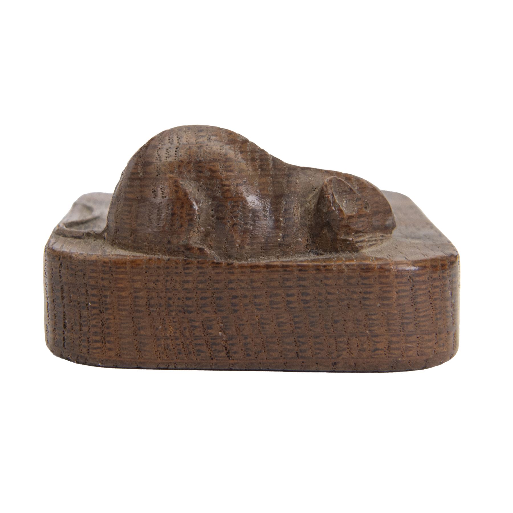 Mouseman - tooled oak ashtray, rectangular form with canted and rounded corners, carved with mouse signature, by the workshop of Robert Thompson, Kilburn, W10cm