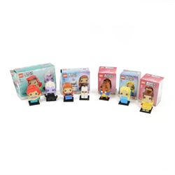 Five Disney Princess Lego Brick Headz built figures, comprising 41623 Ariel and Ursula, 41...