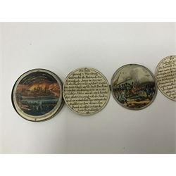 Grolier Club’s silver Schraubmedaille to commemorate the German campaign of 1813, obverse depicts a Greek temple, below “Eintracht Überwindet Alles”, the reverse depicts three figures and the text “Gerechtigkeit. Weisheit. U. Einigkeit. Beglücken. D.: Menschheit”, inside are twelve circular hand coloured engravings depicting six major battles of the German campaign, each with corresponding descriptions, D