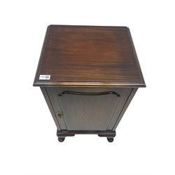 Waring & Gillow - Georgian design mahogany bedside cabinet, fitted with single door enclosing shelf, raised on cabriole feet