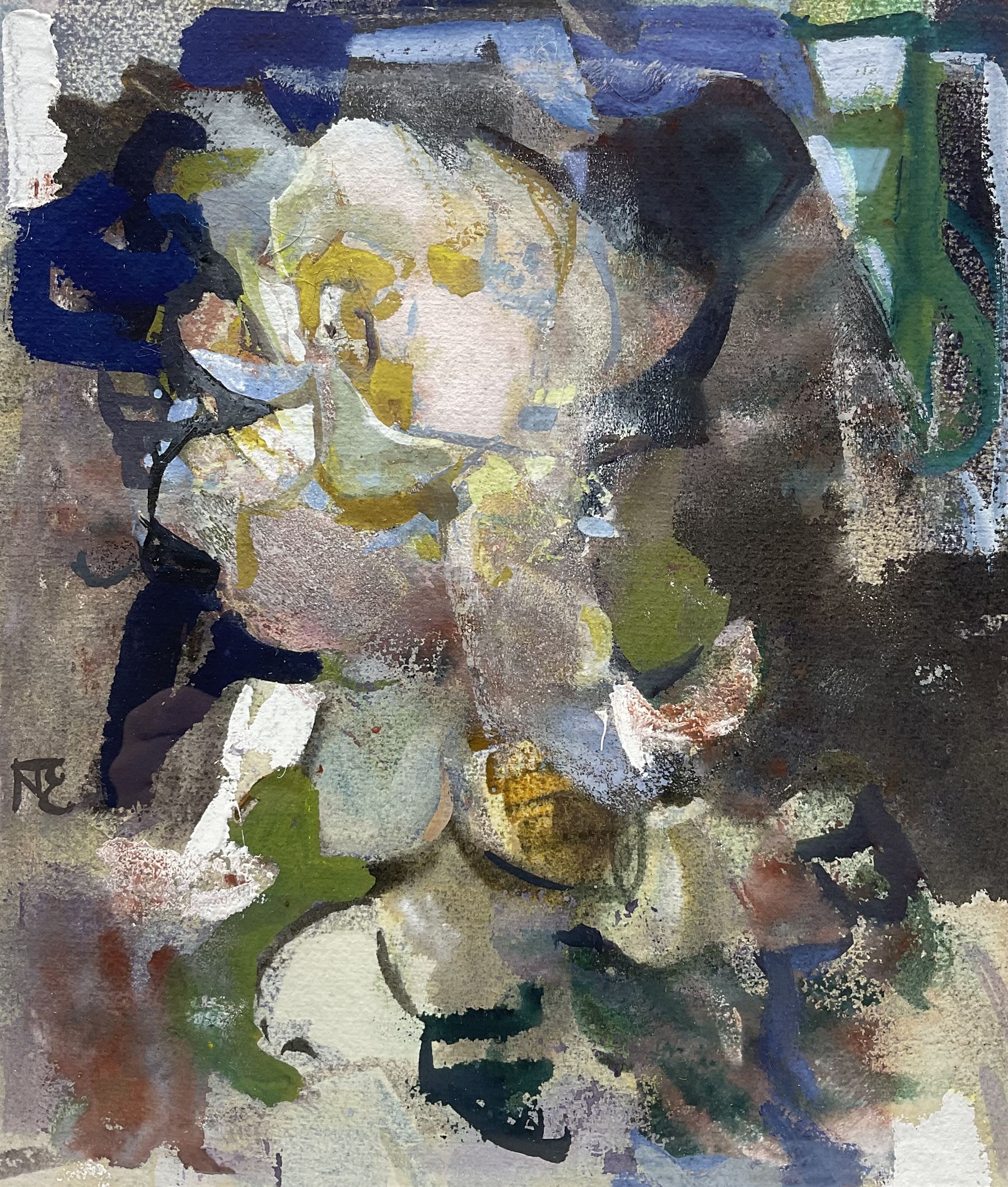 Noni McCrone (Scottish fl.1960-1980): 'Yellow Rose', watercolour signed with monogram, titled on RSW label verso, 29cm x 25cm 