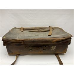 19th century leather suitcase, with brass plaque to cover engraved 'C R F Lutwidge Esq', the pink silk and white kid leather interior with pouch and edging impressed with gilt lettering reading 'By Appointment of Prince of Wales J W Allen 37 Strand Maker Prize Medal Awarded', H21cm, W73cm, Notes: Charles R. Fletcher Lutwidge, was mayor of Tunbridge Wells between 1895-1898, and again between 1901-1902