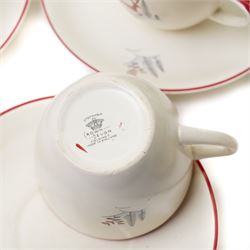 Various Crown Devon Fieldings Stockholm Deer pattern 1950s tea and dinner wares, popularised by Nigella Lawson, comprising a 40 plates of graduating sizes, 18 saucers, 15 bowls, two teapots, large serving bowl, egg cups, milk jugs, sucrier, 10 teacups and two larger mugs, etc