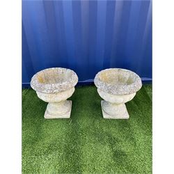 Pair of small sandstone garden urns - THIS LOT IS TO BE COLLECTED BY APPOINTMENT FROM DUGGLEBY STORAGE, GREAT HILL, EASTFIELD, SCARBOROUGH, YO11 3TX