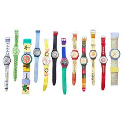 Swatch twelve quartz wristwatches including Eggs Dream, Crystal Surprise, Point of View, P...