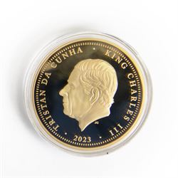 King Charles III Tristan da Cunha 2023 'Lord Nelson Tribute' gold proof fifty pounds coin, cased and boxed with certificate