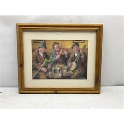 After Roy Wallace (Irish 20th century): 'The Musicians', oleograph titled on the mount in pencil 27cm x 39cm

