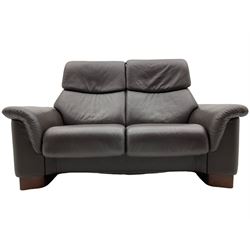 Ekornes Stressless - two seat reclining sofa, adjustable headrests, upholstered in cocoa brown leather